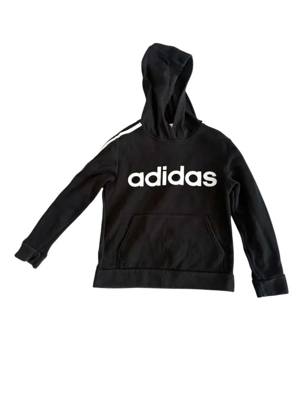 Adidas Youth Black Pullover Hoodie with Logo‎ Print